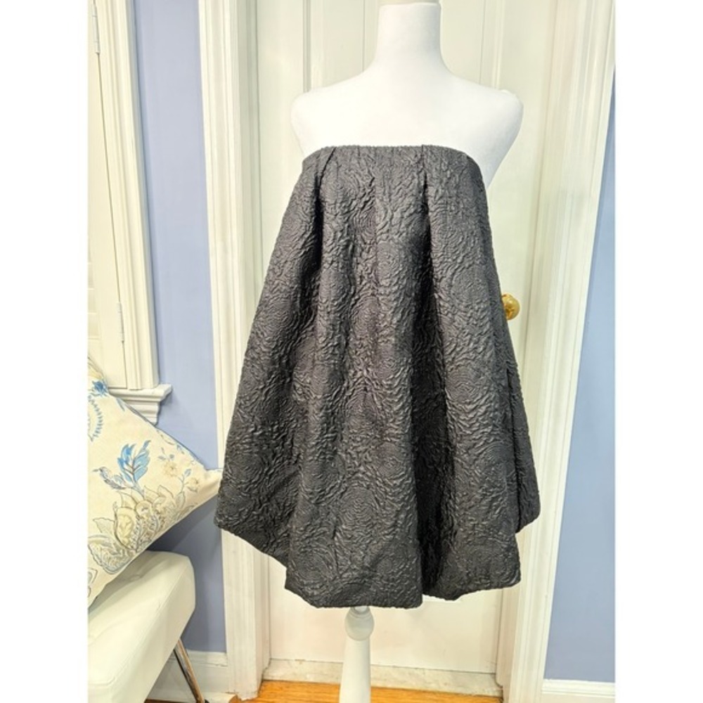 Steve Madden Strapless Mini Dress Womens Medium Black Excellent Jacquard Bubble